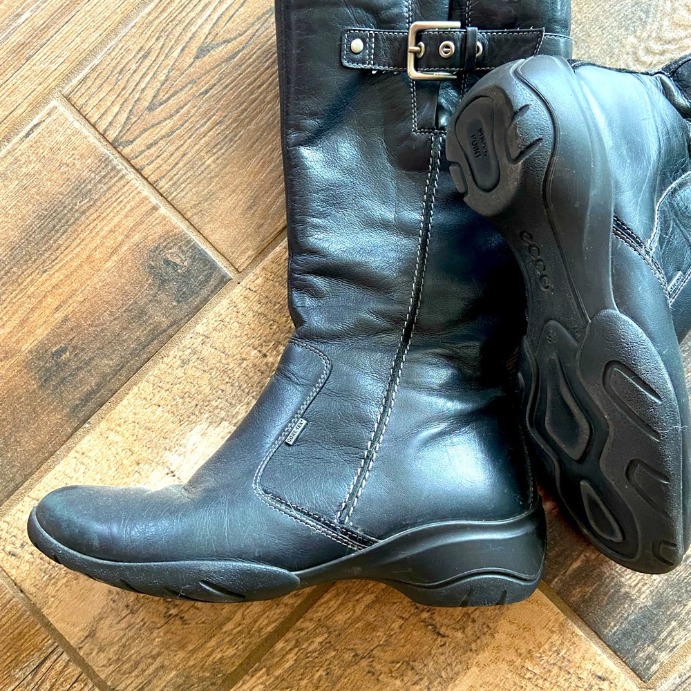 Ecco all leather book mid calf